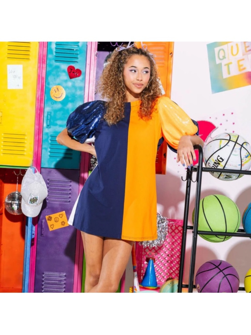 Queen of Sparkles Color Block Game Day Dress